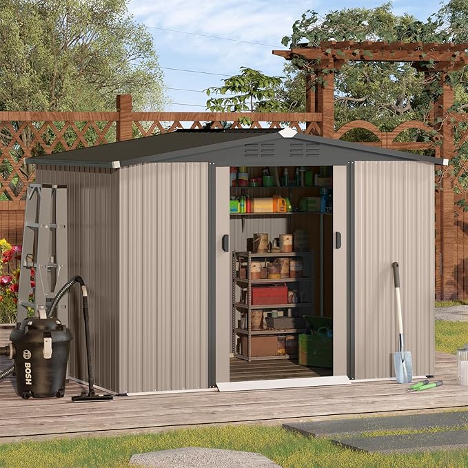 U-MAX 8 x 6 Ft Outdoor Shed, 6x8 Outdoor Storage Metal Cabinet Sheds & Outdoor - Image 2