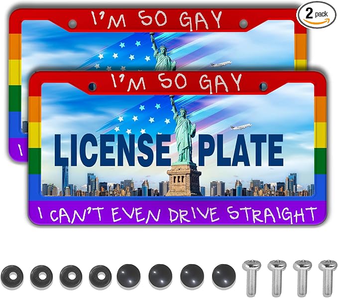 License Plate Frames Rainbow Automotive Exterior Accessories I'm So Gay I Can’t by Unknown