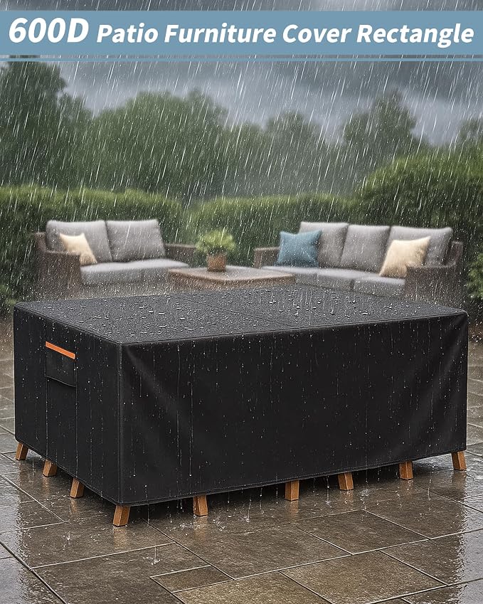 Outdoor Waterproof Furniture Cover, 111W x 74L x 28H inches Heavy Duty 600D - Image 2
