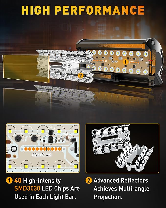 NAOEVO 7 Inch Light Bar, 240W 24, 000LM Offroad Fog/Driving Lights LED Pods - Image 3