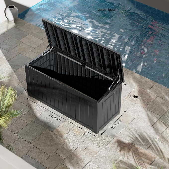 270 Gallon Outdoor Storage Box Patio Deck Box Waterproof, Resin Lockable - Image 2