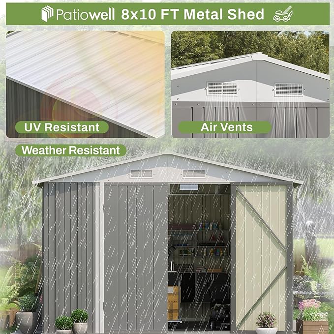 Patiowell 8x10 FT Outdoor Storage Shed - Image 8