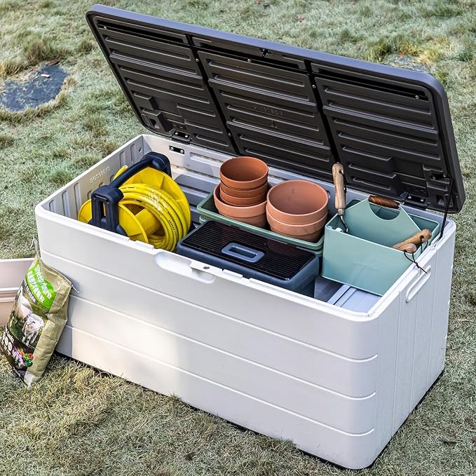 100 Gallon Plus Resin Deck Box, Waterproof Outdoor Storage Bin - Image 3