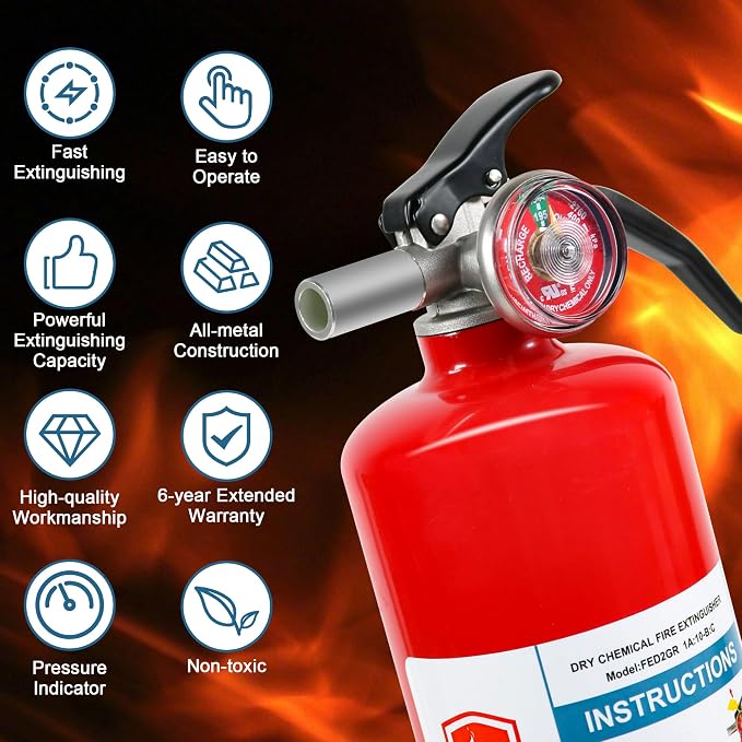 6 Pack Dry Chemical 2.5 lb ABC Fire Extinguishers, Boat Use, 1A:10B:C Rating - Image 5