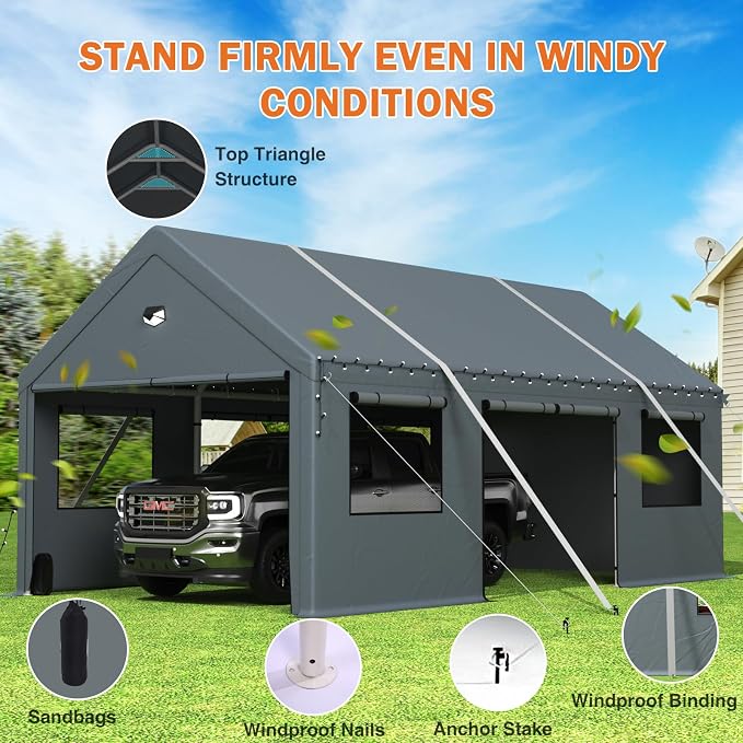 Carports 10X20 Heavy Duty，Portable Car Port Garage，Carport Canopy - Image 4