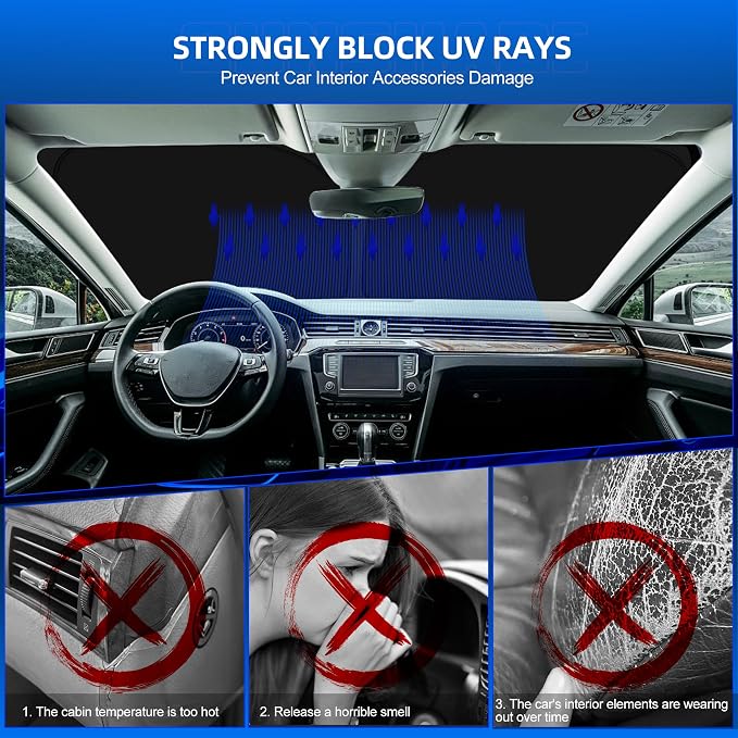 Windshield Sun Shade for Ni-ss-an Murano 2015-2024 Foldable Sunshade Custom Fit - Image 4
