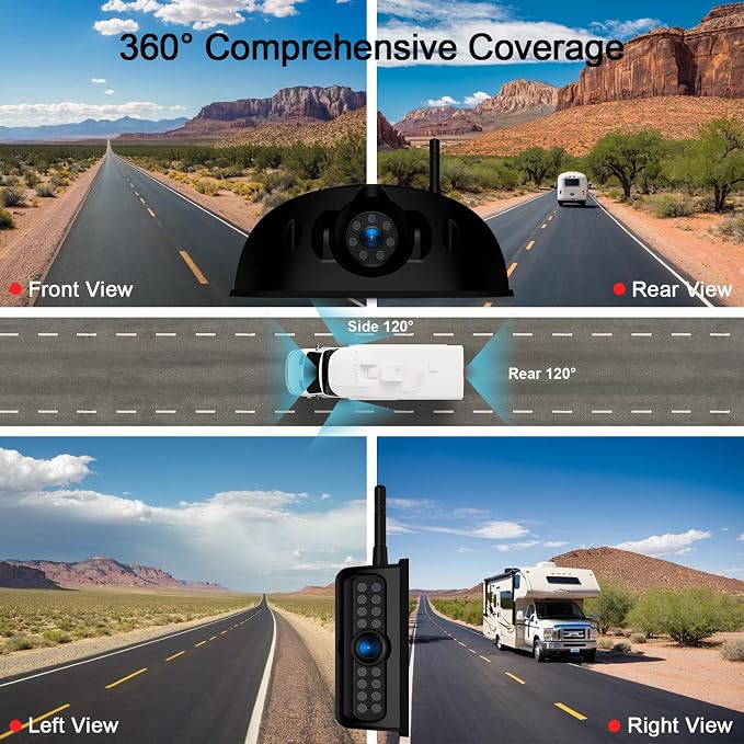 Fookoo HD 10" Wireless 4 RV Backup Camera System - Image 6