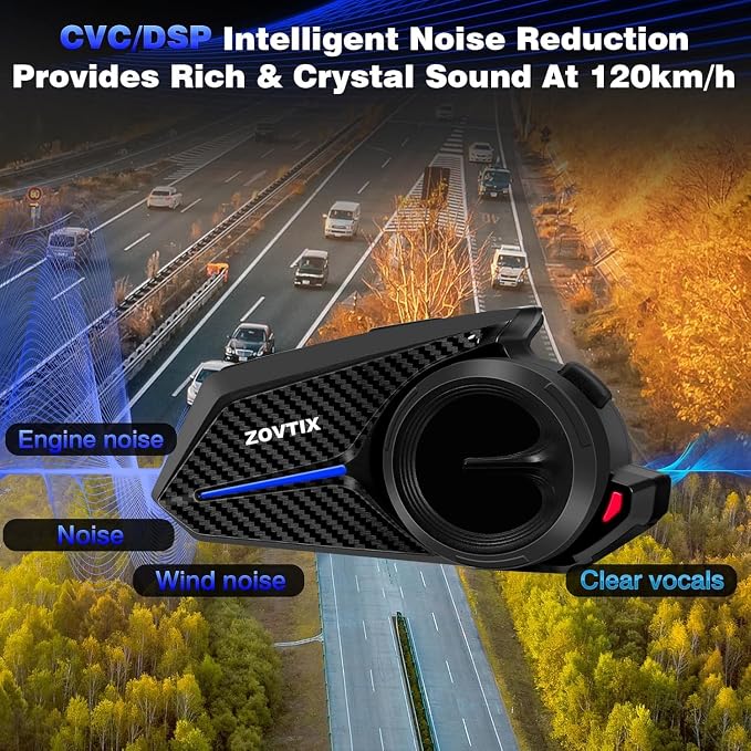 Motorcycle Helmet Headset, 8 Riders Intercom Headset Communication System - Image 4