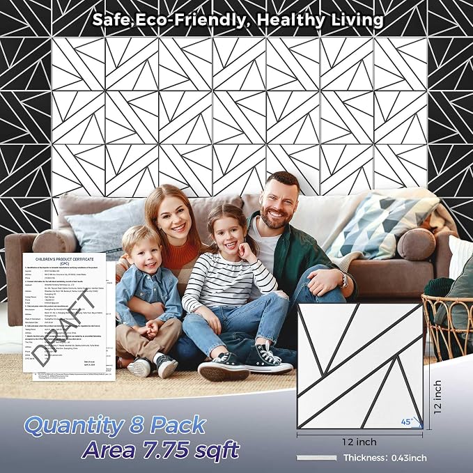 8 Pack 2-Layer Soundproof Wall Panels, 1.2lb/ft* High Density, Thicker 0.43 in - Image 2