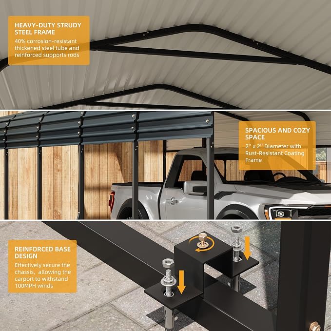 12x24FT Metal Carport Kits - Image 3