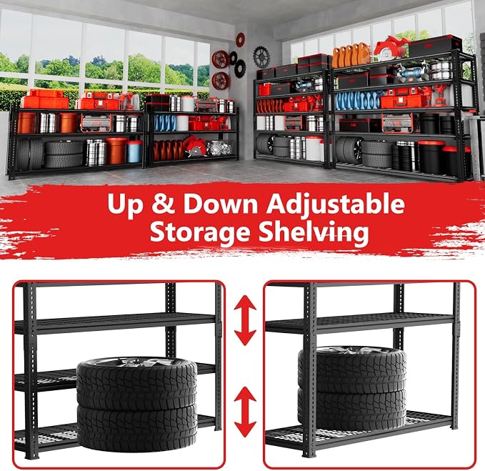 Storage Shelves, Garage Shelving Heavy Duty 3300 LBS Capacity, 5 Tier Utility - Image 5