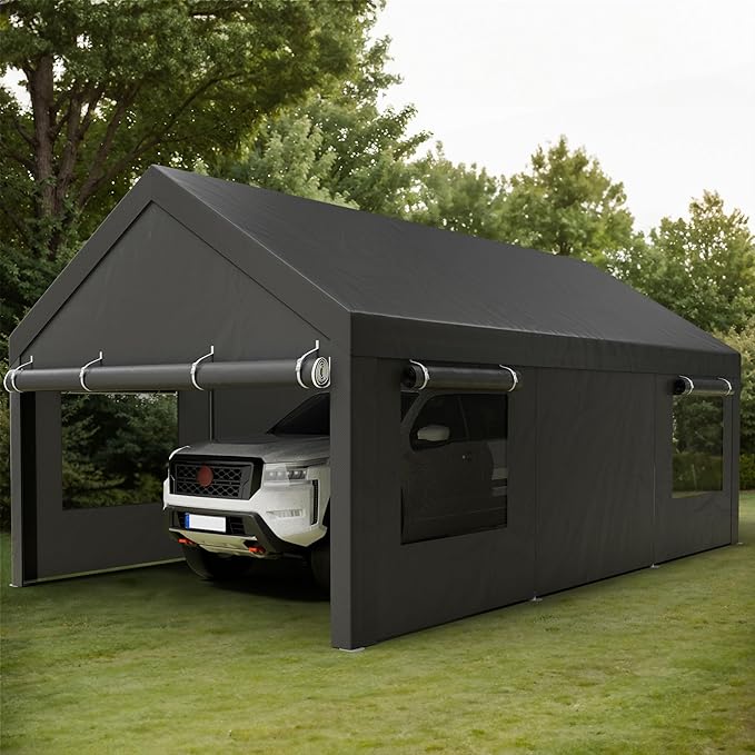 Shintenchi Carport 10' x 20' Heavy Duty Portable Garage, Car Port Canopy - Image 8