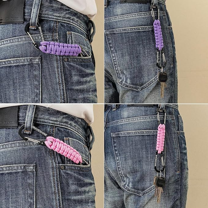 BRAVESHINE Paracord Keychain Carabiner Clip, D Ring Lanyard Hanger Stroller Hook - Image 7
