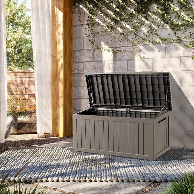 200 Gallon Lockable Resin Deck Box, Waterproof & UV-Resistant Outdoor Storage - Image 3