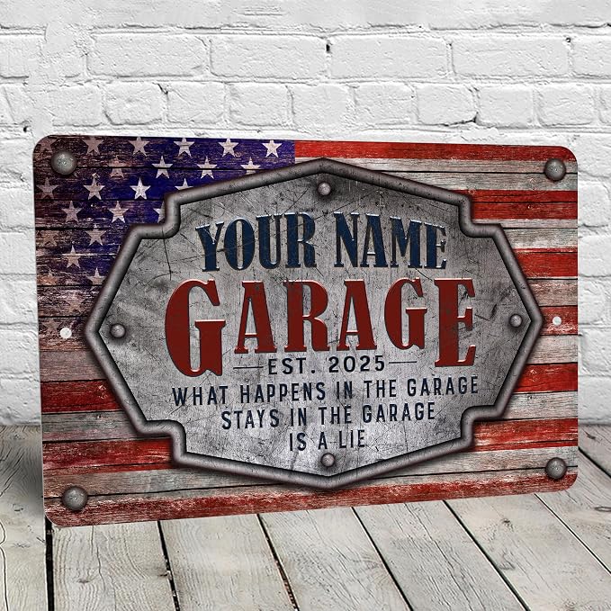 Garage Sign | Personalized | Vintage American Theme - Image 4