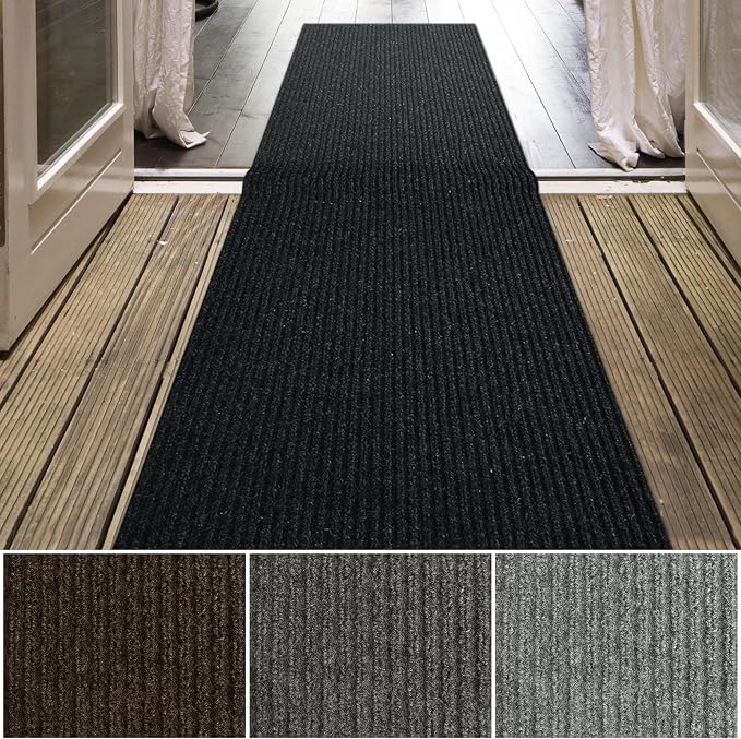 iCustomRug Spartan Weather Warrior Indoor/Outdoor Utility Ribbed Carpet Runner by iCustomRug