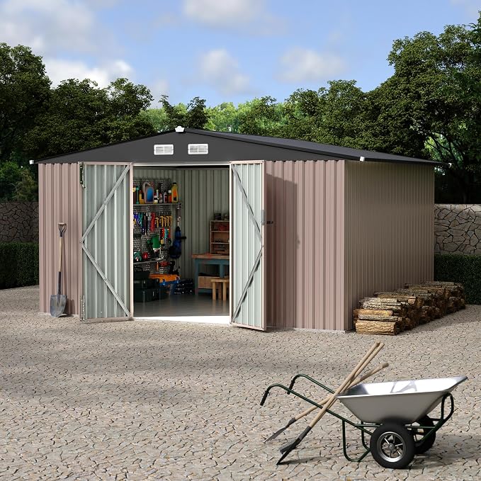 10x12 FT Metal Storage Sheds Outdoor, Metal ToolShed by RELJOFUM