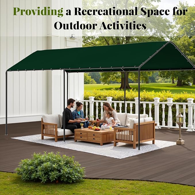 GOJOOASIS 10x20 Carport Heavy Duty Portable Garage Shelter Metal Car Canopy Tent - Image 7