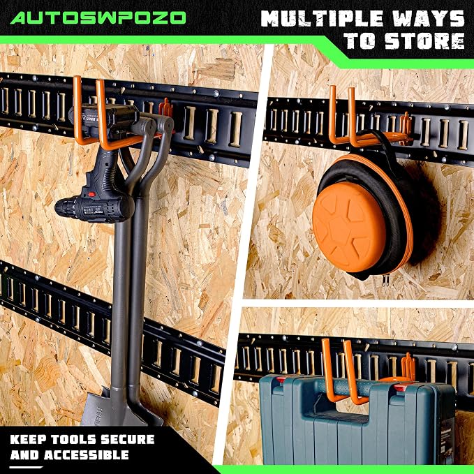 8-Pack Heavy Duty E-Track Shovel/Tool Hanger, Warehouse - Image 5