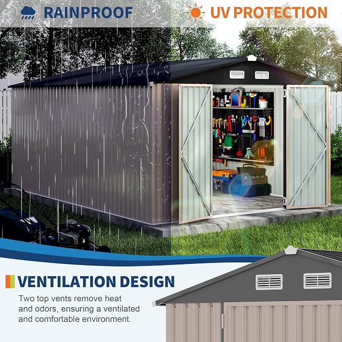 10x14 FT Metal Storage Sheds Outdoor, Metal ToolShed - Image 5