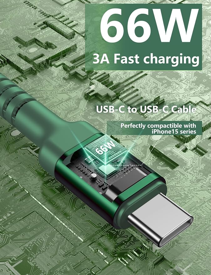 USB C Cable 6FT, iPhone 16 15 Charger Cable Long Type C Cord Nylon Braided - Image 3