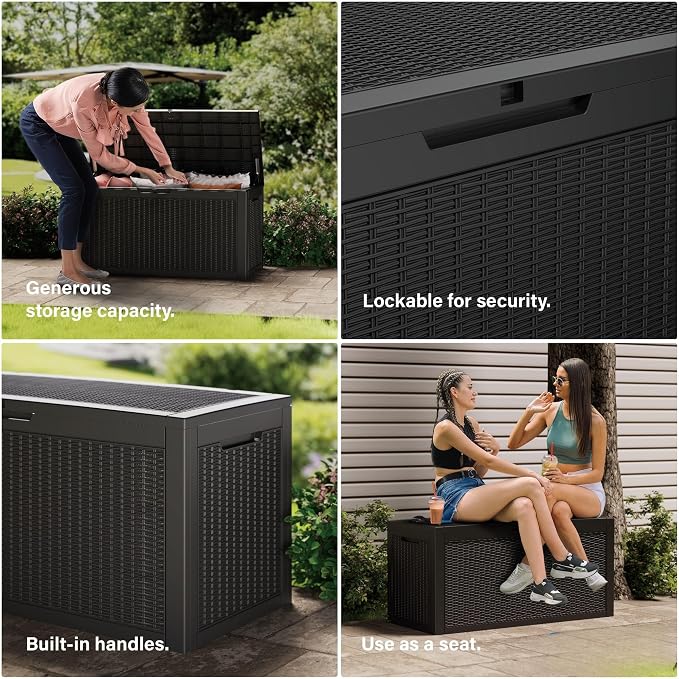 180 Gallon Resin Deck Box, Waterproof Outdoor Storage Bin - Image 8