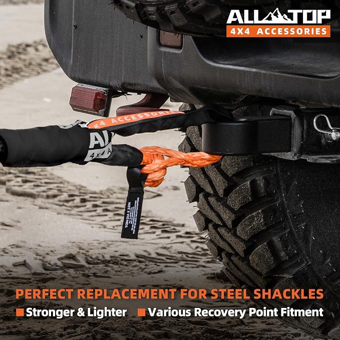 ALL-TOP Synthetic Soft Shackle Rope 1/2in x 22in UHMWPE Recovery Tow Shackles - Image 6