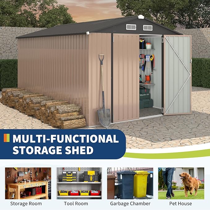 8x12 FT Metal Storage Sheds Outdoor, Metal ToolShed - Image 3
