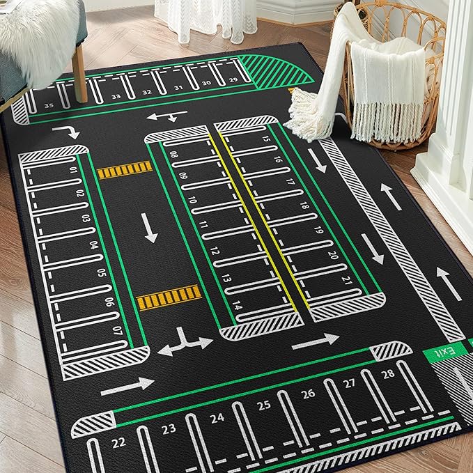 Play Rug for Playroom 59"x39" Traffic System Playmat Car Rugs for Toy Boys by Isyorefam