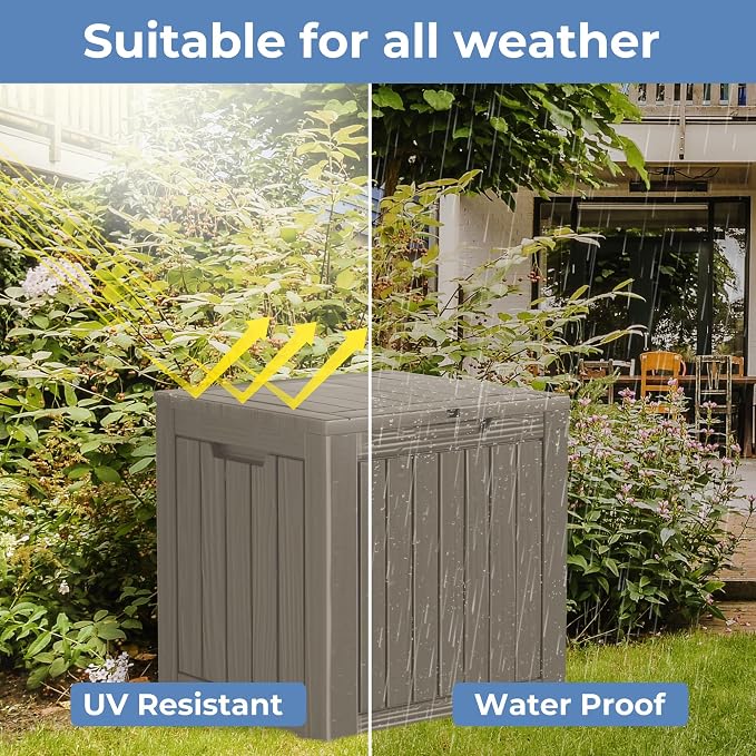35 Gallon Resin Deck Box, Waterproof Outdoor Storage Bin - Image 3