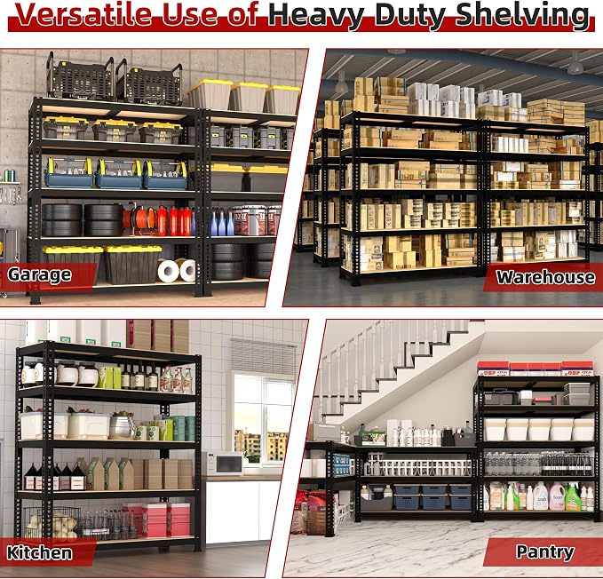 4 Packs 35.5" W x 16" D x 71" H Adjustable Garage Storage Shelves - Image 8