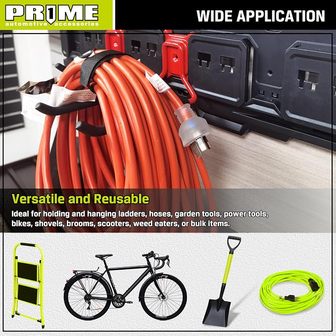 PR1ME 11 pcs Garage Storage Wall Mount Organizer Kit, Garage Storage Wall Rails - Image 8