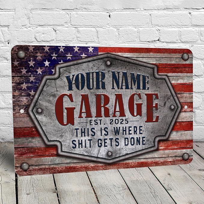 Garage Sign | Personalized | Vintage American Theme - Image 6