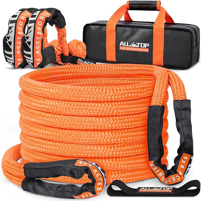 ALL-TOP Kinetic Recovery Rope Kit w/ 2 Soft Shackles, 1in x 30ft, Heavy Duty by ALL-TOP4X4
