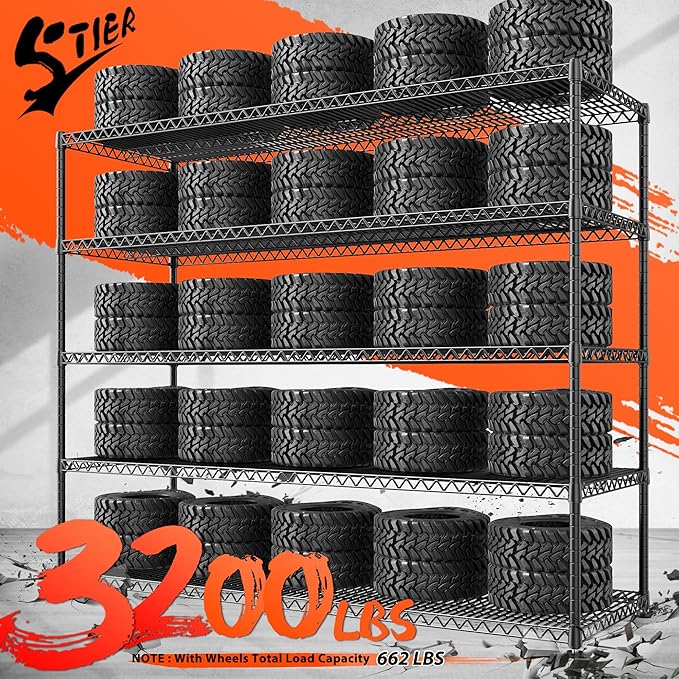 REIBII Storage Shelves 3200 LBS Capacity Wire Shelving - Image 4