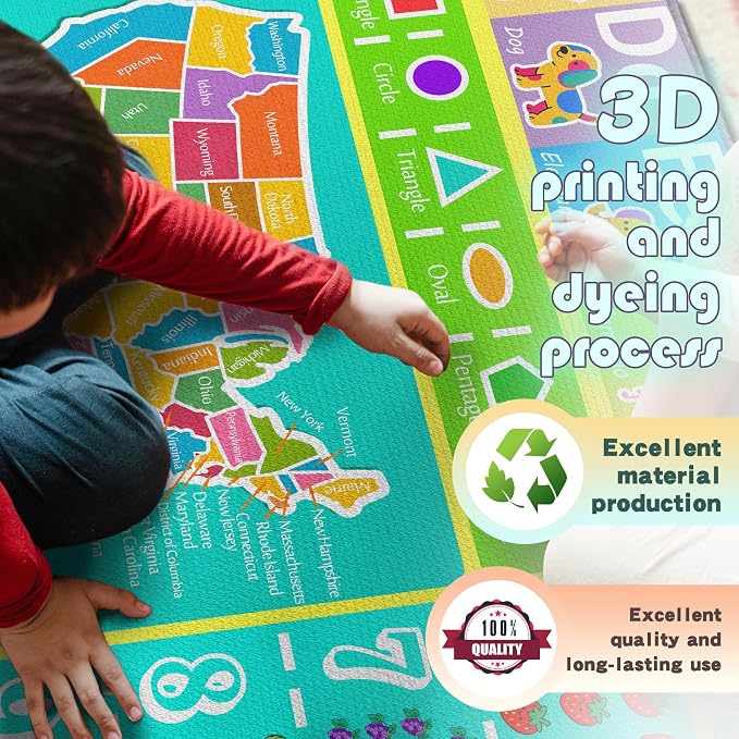 ABC Rug for Kids Playroom, 2x3 Washable Classroom Area Rugs, Educational - Image 3