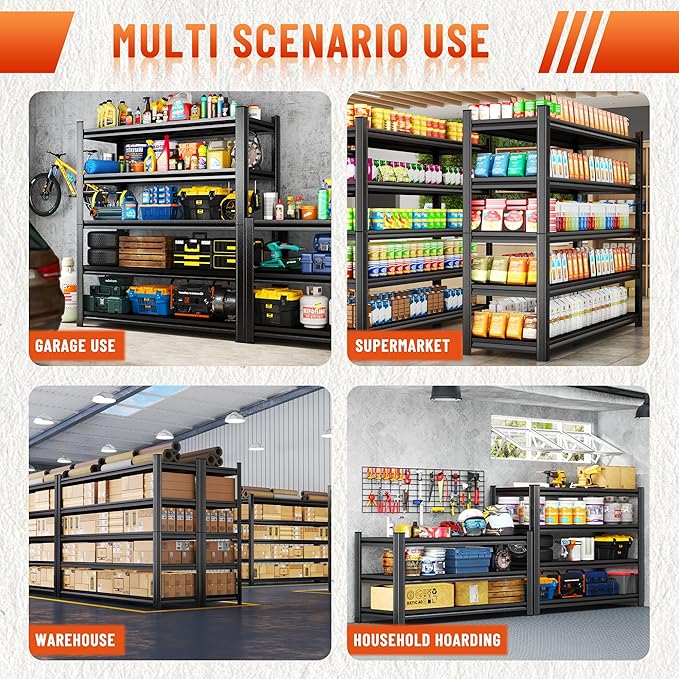 Heavy Duty 5-Tier Shelving Unit 2500LBS Capacity - Image 9