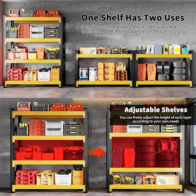 5000LBS Garage Shelving 59" W Garage Shelving Heavy Duty 4-Tier Metal Storage - Image 5