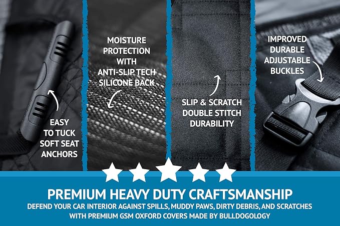 Bulldogology Dog Car Seat Cover 64"x60" Waterproof Heavy Duty Bench Dog Hammock - Image 4