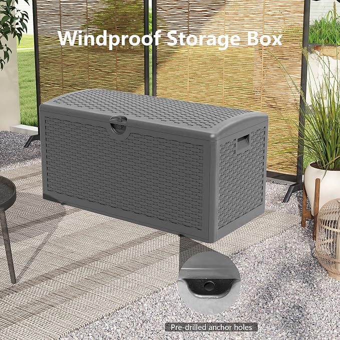 80 Plus Gallon Resin Deck Box, Waterproof Outdoor Storage Bin - Image 6