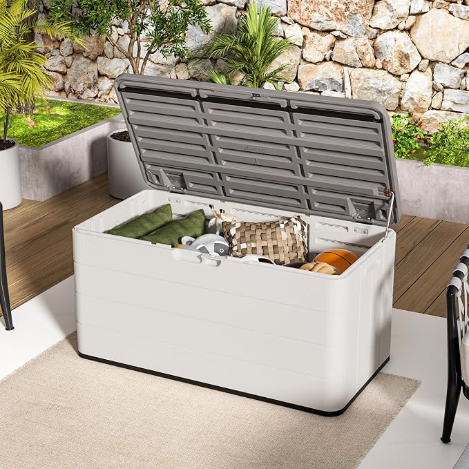 100 Gallon Plus Resin Deck Box, Waterproof Outdoor Storage Bin - Image 7