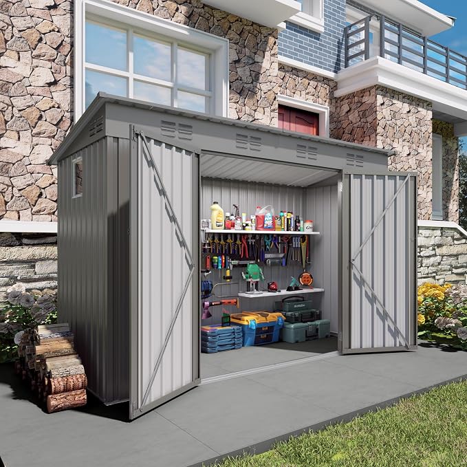 4x9 FT Lean to Shed with Window, Metal Sheds & Outdoor Storage with 6 Vents and by Unknown
