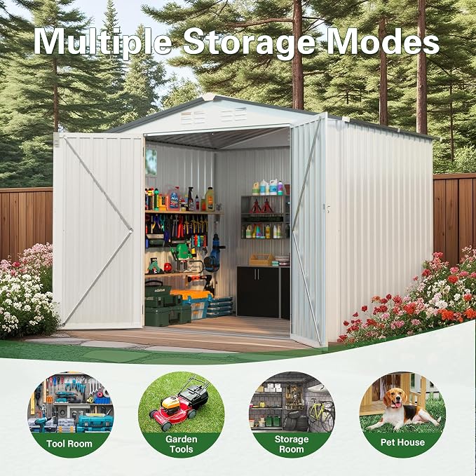 ARMSET 8x6 FT Metal Outdoor Storage Shed - Image 3