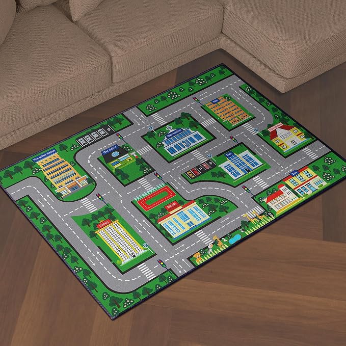 Play Mat 5'x 6'6" Car Rugs for Kids Toy Cars Kids Carpet City Pretend Play - Image 6