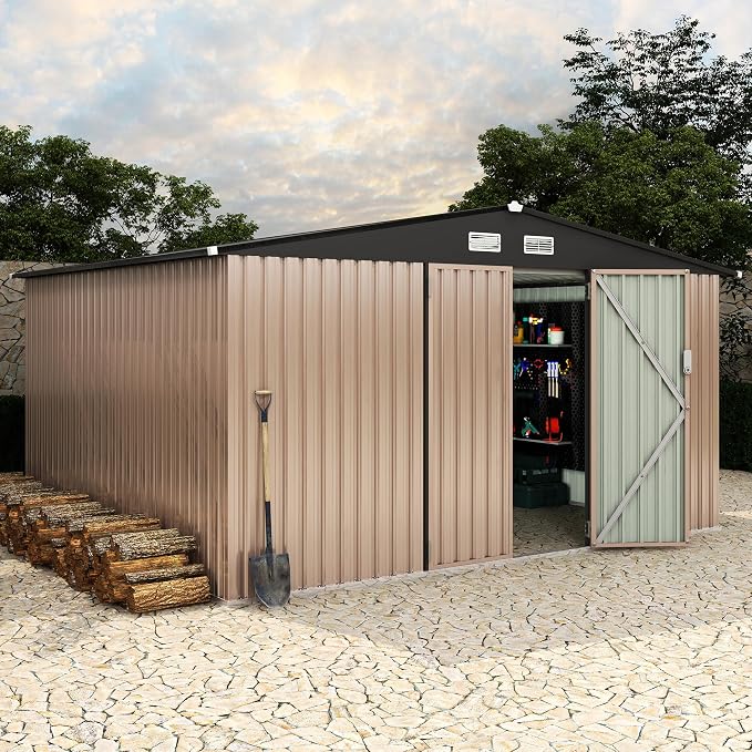10x12 FT Metal Storage Sheds Outdoor, Metal ToolShed by RELJOFUM